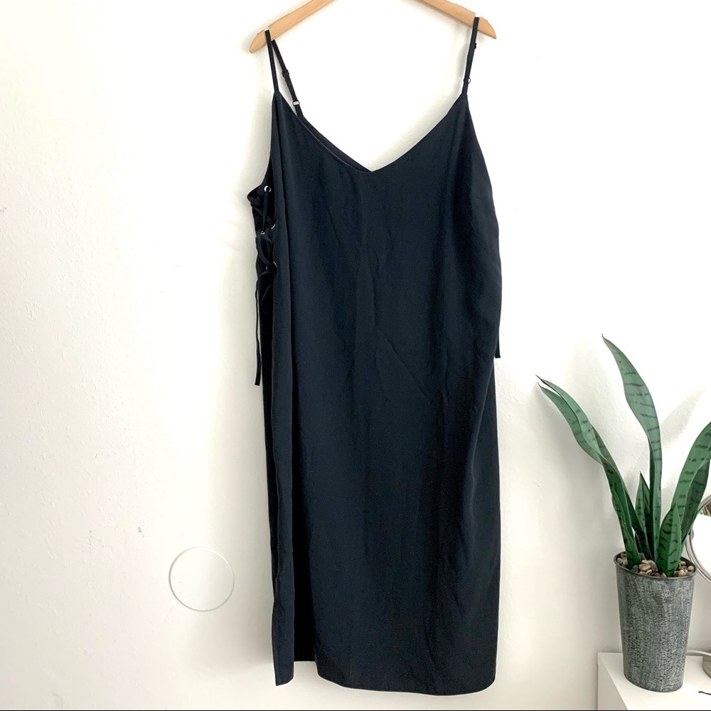ASOS Navy Slip Dress with Side Tie Details